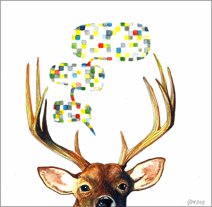 Talk to Me, Hairy Winston! 6"x6" watercolor. 2012. SOLD.